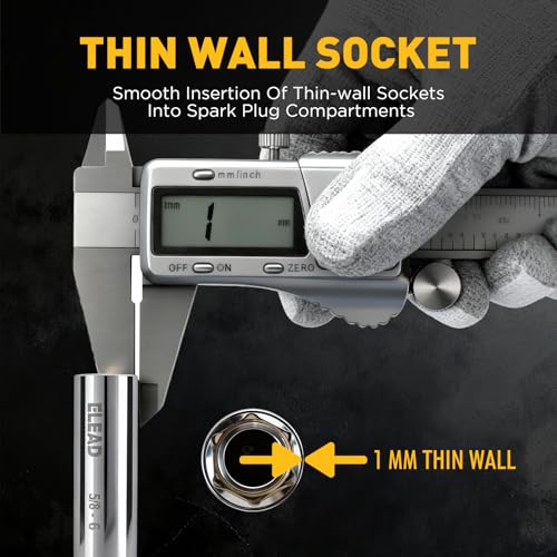 ELEAD 5/8" Swivel Magnetic Spark Plug Socket, 3/8" Drive x 6" Total Length, Thin Wall Spark Plug Removal Tool, 360 Degree Swivel, Enhanced Magnetic, 6-Point Design, Cr-V Steel - size: 5/8" x 6"