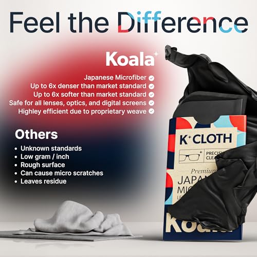 Koala Lens Cleaning Cloth | Japanese Microfiber | Glasses Cleaning Cloths | Eyeglass Lens Cleaner | Eyeglasses, Camera, VR/AR Headset, and Screen Cleaner | Black & Green (Pack of 2) - color: Black / Green, size: 2 Pack