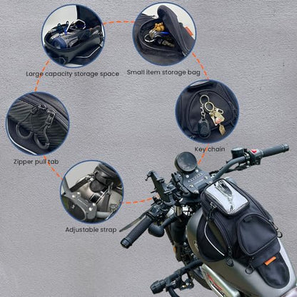 reygeak Motorcycle Tank Bag，Waterproof, with super magnetic thickened magnet Black 1680D PVC petrol tank bag, large window cell phone bag, suitable for Suzuki Kawasaki Honda Harley Yamaha. - color: Black