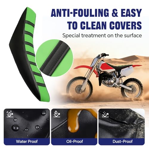 PIT66 Dirt Bike Soft Seat Cover, Compatible with Honda CR125R CR250R CR500R CR80R CRF100F CRF125F CRF150F, Green - color: Green