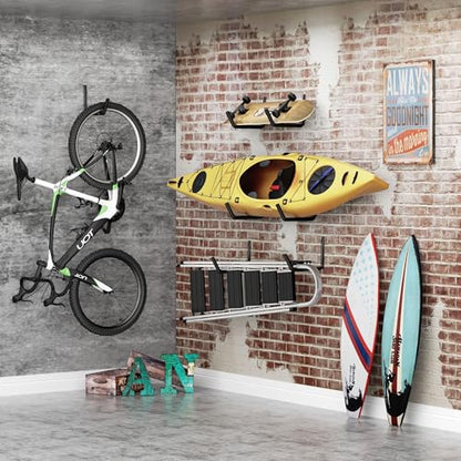 niffgaff Heavy Duty Garage Storage Hooks - 120 LB Capacity Wall Mounted Rack for Kayaks, Ladders, and Bikes - color: Black 6 pack