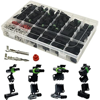 26 Kits Weather Pack Connectors Kit Automotive Electrical Connectors Waterproof Electrical Wire Connectors Terminal Kit 1/2/3/4 Pin 18-14 AWG - size: 1-4pin/26kit/18-14AWG