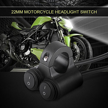 Universal Motorcycle Handlebar Switch, 22mm Dual Control Button for Headlight, Fog Light, Horn, Black Plastic and Brass Construction - size: Model A