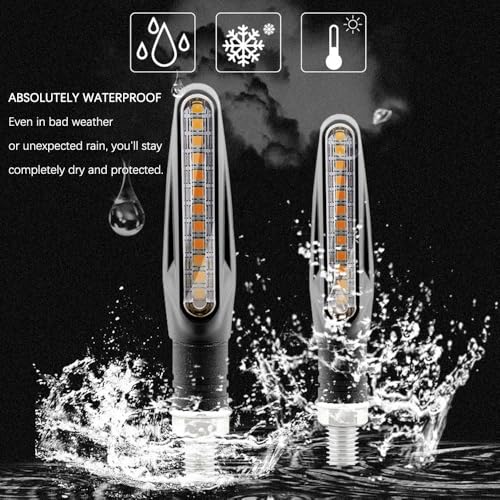4 Pcs Motorcycle LED Turn Signals, Front + Rear Blinkers Indicator Turn Signal Amber Flowing Sequential Universal Lamp, 12V Motorcycle Turn Signal Light