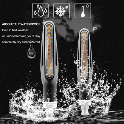 4 Pcs Motorcycle LED Turn Signals, Front + Rear Blinkers Indicator Turn Signal Amber Flowing Sequential Universal Lamp, 12V Motorcycle Turn Signal Light