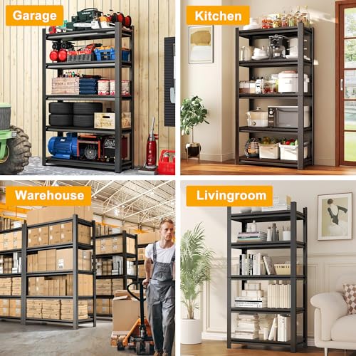 36" W*18" D 6-Tier Garage Storage Shelves, Metal Shelving Unit Heavy Duty Adjustable, 3000lbs Capacity, Utility Storage Rack Organizer for Garage, Basement, Pantry & Warehouse, Black, 77" H - size: 6 Tier 77" H x 35" W x 18" D