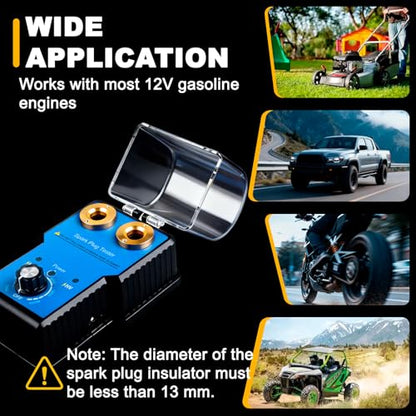 Spark Plug Tester & Spark Plug Gap Tool Kit 0 to 6000RPM with Double Hole Spark Plug Adjustable Gap Tool with Feeler Gauge Ignition Coil Tester for 12V Gasoline Vehicles Spark Plug Socket - color: with Spark Plug Tester, size: with Spark Plug Tester