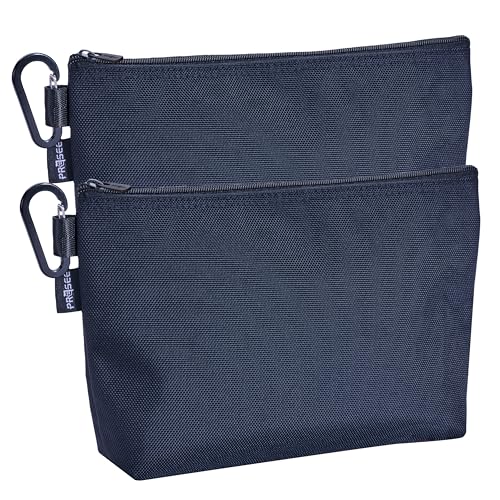 Tool Pouch Zipper Small Tool Bag Pouches Organizer Bag with Metal Carabiner, Nylon 1680D Heavy Duty for Wrenches, Screwdrivers, Pliers, Stationery & Office Supplies Pack of 2, Black, 11 Inch - color: 2 Pack, 11" Black