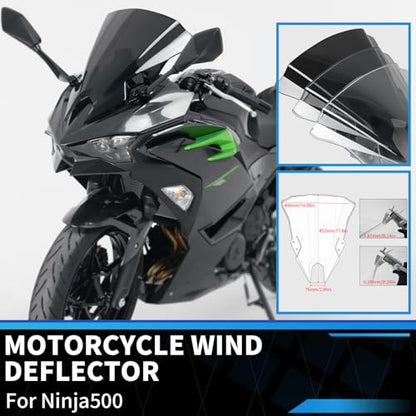 Double Bubble Windshield Windscreen for Kawasaki Ninja 500/500 ABS / 500 SE 2024 2025 Motorcycle Front Fairing Air Deflector Windshield Spoiler (Clear) - color: Clear