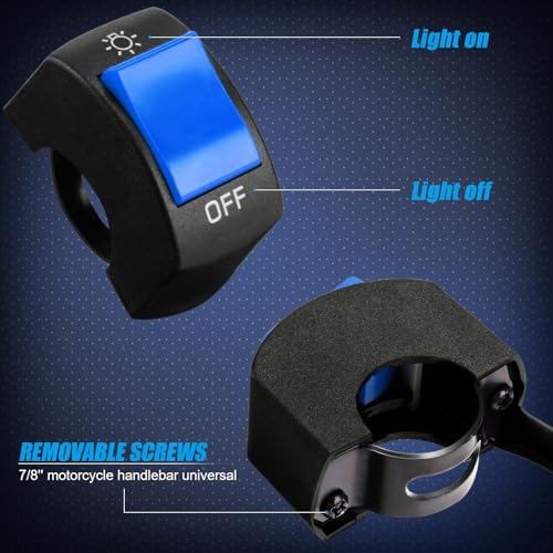 Frienda 3 Pieces Motorcycle Headlight Switch Handlebar Toggle Switch 7/8 Inch 22 mm 12v on Off Push Button for U5 U7 U2 Motorcycles Scooter Electromobile(Blue) - color: Blue