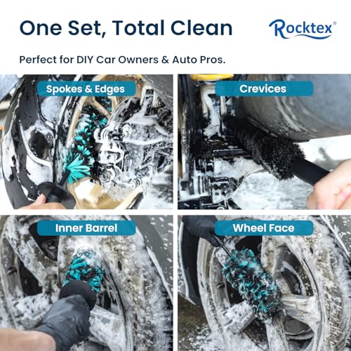 Wheel Brush Set – 3 Sizes Multi-Fiber Blend, Non-Scratch Design for Car & Motorcycle Rims, Spokes, Barrels, Brake Dust, Tight Gaps, Eco-Friendly Clean