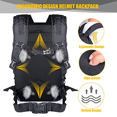 Large Capacity Motorcycle Helmet Backpack, Waterproof Motorcycle Backpack for Men Riding Hiking Cycling Backpack - color: Black