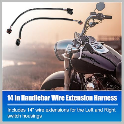 14" Handlebar CAN Bus Circuit Wire Extension Harness for Harley Dynas Electra Glide Road Glide Sportster Handlebar Wire Extension Switch Wiring Harness Replacement Car Parts