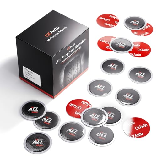 CKAuto 100 PCS All Purpose Tire Repair Patch Kit Heavy Duty 1-4/5"(45mm), Tire Repair Kit Flat for Car Van Truck Bus Bike Motorcycle and Inner Tire, Round Dia 1-4/5"(45mm) - size: Dia 45mm 100pcs