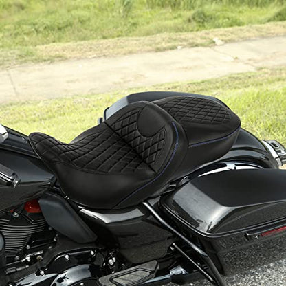 SLMOTO Hammock Motorcycle Drive Seat - Gel Motorcycle Seat Cushion fit for Harley Touring Road King Street Glide Road Glide Electra Glide 2009-2023 Blue - color: Gel Style B Blue