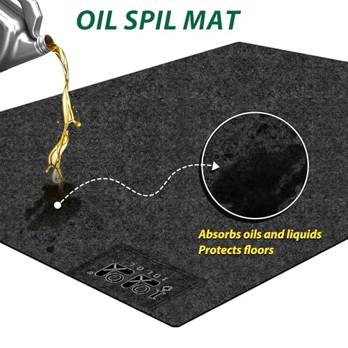 10L0L Golf Cart Premium Garage Floor Mat-Waterproof Anti-Slip Thickened Mat for Golf Cart Motorcycle Mower ATV UTV Parking Mat-106in x 59in - color: Black