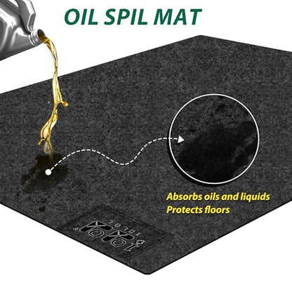 10L0L Golf Cart Premium Garage Floor Mat-Waterproof Anti-Slip Thickened Mat for Golf Cart Motorcycle Mower ATV UTV Parking Mat-106in x 59in - color: Black