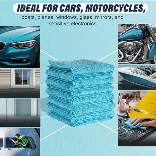 Plane Perfect Premium Microfiber Towels - 350GSM, 14"x14" Scratch Free, Absorbent, Reusable Cleaning & Drying Towels for Planes, Cars, Boats, Motorcycles | 12 Pack