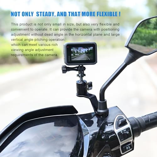 Forevercam Aluminum Motorcycle Mirror Mount for Gopro Hero 13 12 11 10 9 8 DJI Osmo Insta360 AKASO and Other Action Camera 360 Degree Rotation