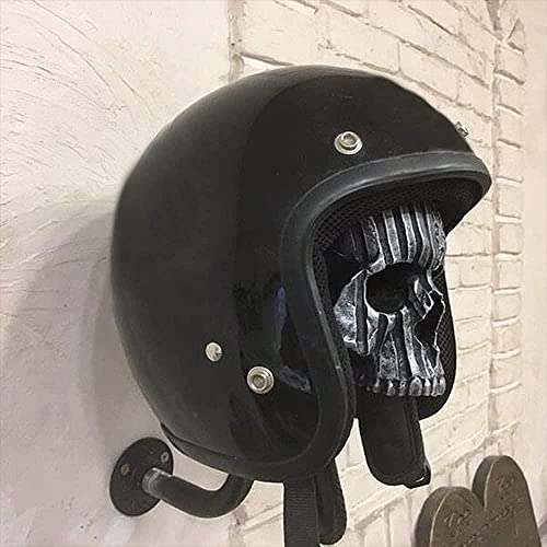 Personalized Cool Wall Mount Motorcycle Skull Helmet Holder, Skull with Beard-Helmet Rack,Removable Resin Crafts Motorcycle Helmet, Hanger for Coats, Bike,Baseballs and Rugby Helmet Caps, - color: B