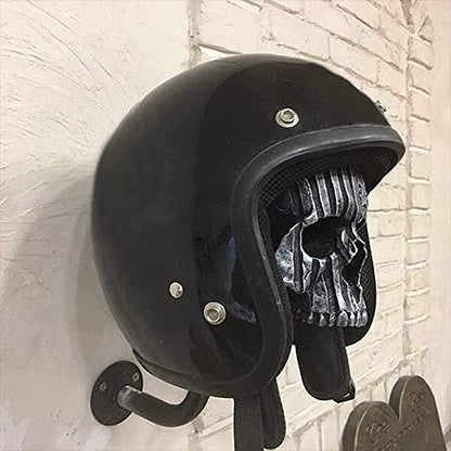 Personalized Cool Wall Mount Motorcycle Skull Helmet Holder, Skull with Beard-Helmet Rack,Removable Resin Crafts Motorcycle Helmet, Hanger for Coats, Bike,Baseballs and Rugby Helmet Caps, - color: B