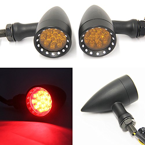 Rich Choices Red CNC Motorcycle Bullet LED Turn Signal Light Blinker Indicator Front Rear Tail Light Compatible with Honda Harley Yamaha Suzuki Chopper - color: Red light