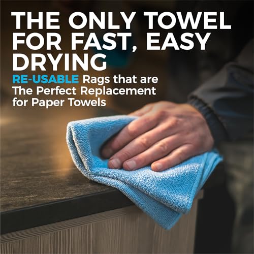 The Rag Company - All-Purpose Microfiber Terry Cleaning Towels - Commercial Grade, Highly Absorbent, Lint-Free, Streak-Free, Kitchens, Bathrooms, Offices, 300gsm, 12in x 12in, Grey (12-Pack) - color: Grey, size: 12in x 12in