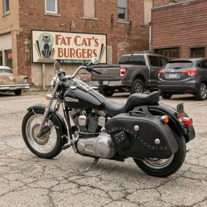 Milwaukee Leather MP8300 Black PVC Large Cruiser Style Riveted Throw Over Saddlebags - One Size