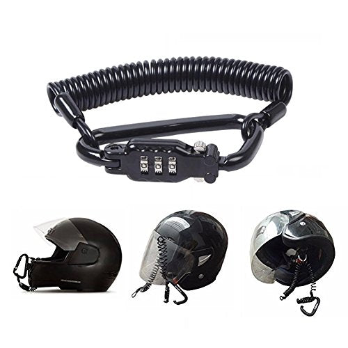 Little World Motorcycle Helmet Lock & Cable, Heavy Duty Universal Combination Lock Cable Caribeaner Lock Motorcycle Security PIN Locking Chain for Bike Helmet, Jacket, Cabinets & Luggage (Pack of 2) - size: 1.8M (Pack of 2)