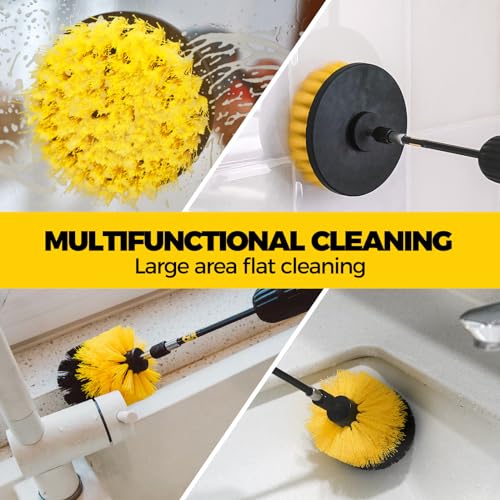 Holikme 8 Piece Drill Brush Attachments Set, Power Scrubber Brush with Extend Long Attachment，Cleaning Supplies，Scrub，Shower Scrubber，Bathtub, Bathroom, Kitchen（Black） - color: Black