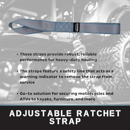 Tie Down 1.5 inch x 17 inch Grey Heavy Duty Soft Loop Straps, 4-Pack Kit - 10427 lbs. Breaking Load Limit - color: Grey