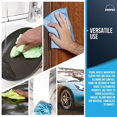 Zwipes Microfiber Towel Cleaning Cloths, 36 Pack, Assorted, (737)