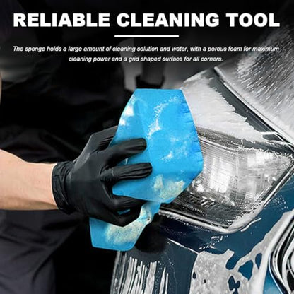 Car Wash Sponge, Large Scratch-Free Cross Cut Sponge for Soap and Rinseless Washing, Durable Ultra Soft Foam Grid Extra Absorbent Car Cleaning Sponge Pad, Car Accessories (Sky Blue) - color: Sky Blue