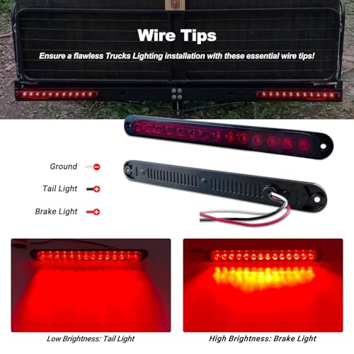 10" LED Trailer Brake Lights Bar Strip Aluminum Alloy Base Red Stop Turn Identification Side Marker Tail Lights Assembly for Truck Marine Boats, 15 LEDs 2Pcs - color: Red
