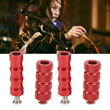2 Pair CNC Motorcycle Knurled Shifter Peg Anti-Skid Gear Shift Brake Lever Foot Pegs Pedal 6mm Hole Front Footrests For Mounting Bolts Moto (Red) - color: Red