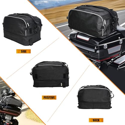 Motorcycle Luggage Rack Bag Collapsible Tail Trunk Bag Travel Luggage Fit for Harley Touring Street Road Electra Glide Road King 1994-2025