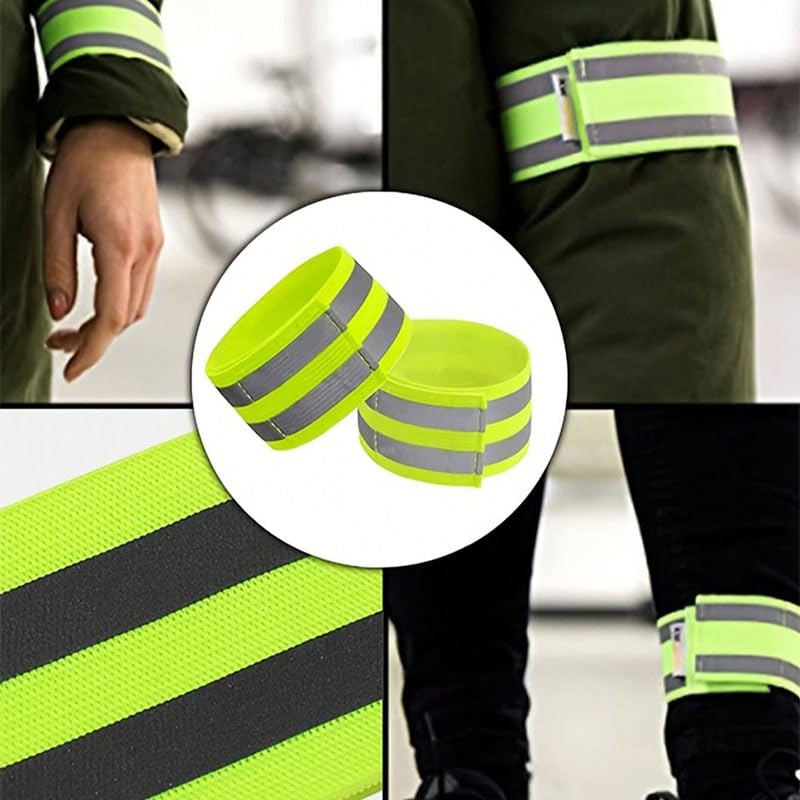 2/4 PCS Safety Reflective Belt - High Visibility Straps for Wrist, Arm, Ankle & Leg for Night Walking, Cycling & Running - color: 2 Pcs