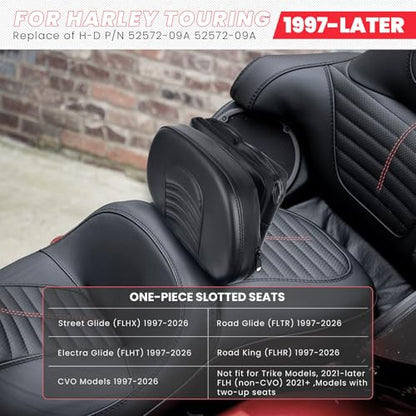 Ajustable Rider Backrest for Harley Touring 1997-2026, Detachable Plug-in Backrest Bracket Pad with Storage Bag for Street Road Elecectra Glide Ultra - size: Driver Backrest W/ Pouch 2