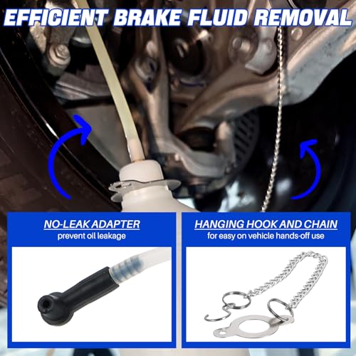 DASBET 1L Brake Bleeder Bottle & 30ml Fluid Extractor | Universal Brake Fluid Bleeding Tool with 23 inch Hose and Rubber Connector for Collect Brake Fluid for Car, Motorcycle, and ATV