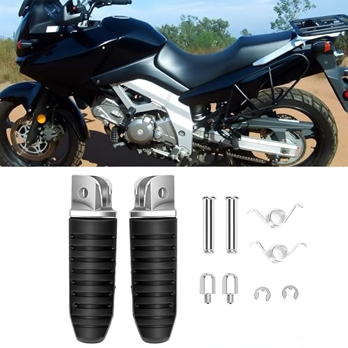 Motocycle Front Foot Pegs Footrest Universal for Suzuki V-Strom 650 1000 DL650 DL1000 Hayabusa GSX1300R GSX1300 GSX650F GSX1400 - color: Black#Suzuki#Front