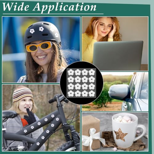 PH PandaHall 6pcs Reflective Stickers White Flower Reflective Decal Self Adhesive Motorcycle Helmet Stickers Waterproof Vinyl Sticker for Laptop Helmet Bicycle Car Motorcycle Bike Trailer Mailbox Bag - color: White