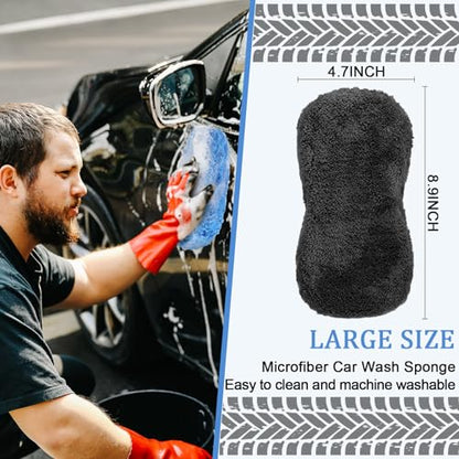 Tanlade 2 Pcs Large Car Wash Sponge for Cleaning, The Microfiber Sponges for Car Washing Supplies, Trucks and Motorcycles (Blue,Gray) - color: Blue, Gray