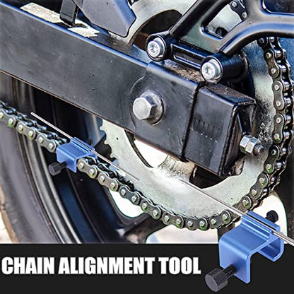 US Motorcycle Chain Alignment Tool Aluminium Alloy Sprocket Chain Adjusting Tool Universal Quick Accurate Motorbike Chain Alignment Tool Repair Accessories Tool for Motorcycles ATVs(Blue)