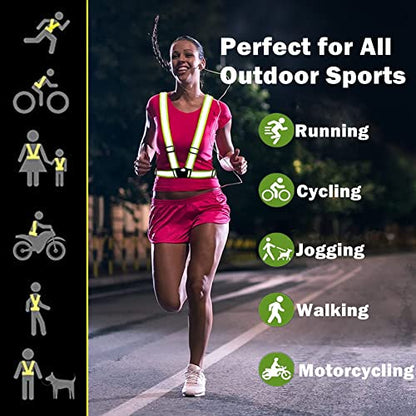 Reflective Vest, High Visibility Safety Vest Straps Reflective Gear for Night Running Walking Cycling for Men Women Kids - color: Black+red