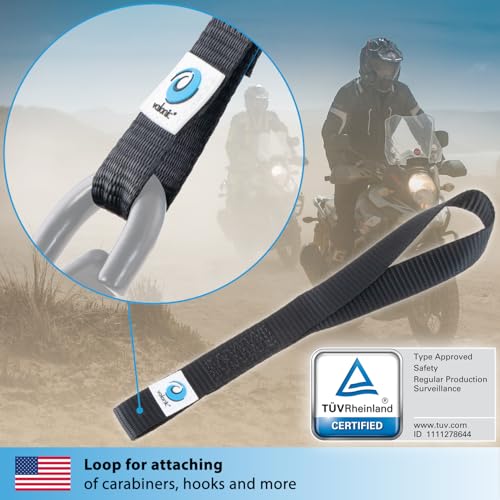 valonic Falcon - Soft Loop tie Down Straps - 4 Pack, 4400lbs, 1" x 12", Double Stitched, Black - for Motorcycle Handlebar - size: 1 ft