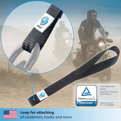 valonic Falcon - Soft Loop tie Down Straps - 4 Pack, 4400lbs, 1" x 12", Double Stitched, Black - for Motorcycle Handlebar - size: 1 ft