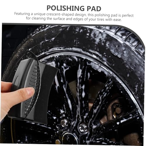 Curved Sponge Brush Lid Automotive Tire Wax Applicator Pad Car Detailing Tool for Tire Dressing and Polishing for Car Enthusiasts and DIYers - color: Black
