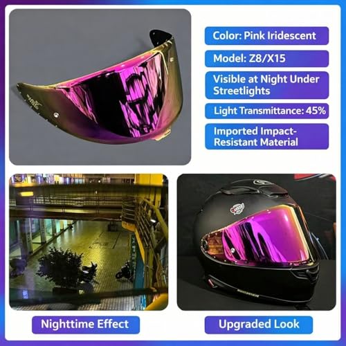Shoei RF-1400 Helmet Visor Replacement for X15 CWR-F2 RF-1400 Z8 NXR2, CWR-F2 Shield Windshield Anti-Scratch UV Protection (Rose Red) - color: Rose Red