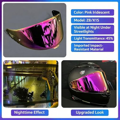 Shoei RF-1400 Helmet Visor Replacement for X15 CWR-F2 RF-1400 Z8 NXR2, CWR-F2 Shield Windshield Anti-Scratch UV Protection (Rose Red) - color: Rose Red