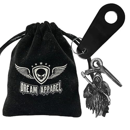 Dream Apparel Motorcycle Bell Guardian Angel Drive Away Gremlin, Biker Bell for Men Women Rider Riding, Good Luck Gift - color: Grim Reaper 02